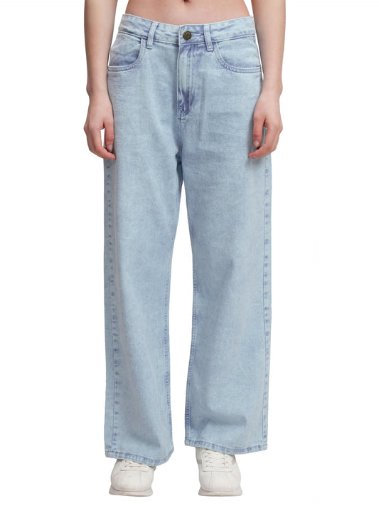 Tokyo Talkies Women High Rise Flared Jeans (TTJN002656_Light Blue, Medium - GenZlyf