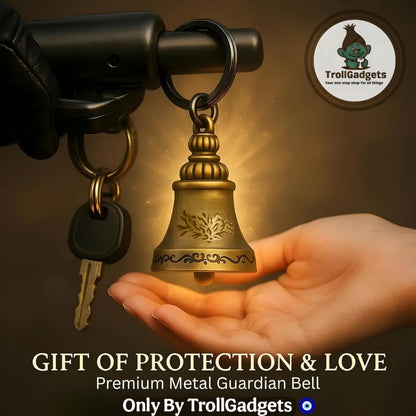 TrollGadgets® Guardian Bell Keychain for Bike & Car | Tibetan Texture Bell Keychain with Evil Eye & Silver Hook | Good Luck Charm - GenZlyf