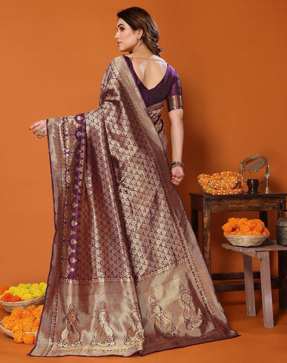 Yashika Present Banarasi Kanjivaram Silk Saree For Fashionable Women||Purple Coloured Silk Kanjivaram Saree|| AZ-YS-P1-MALIYA PURPLE New - GenZlyf