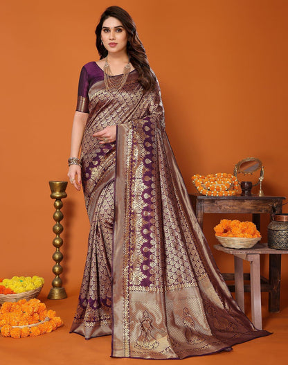 Yashika Present Banarasi Kanjivaram Silk Saree For Fashionable Women||Purple Coloured Silk Kanjivaram Saree|| AZ-YS-P1-MALIYA PURPLE New - GenZlyf