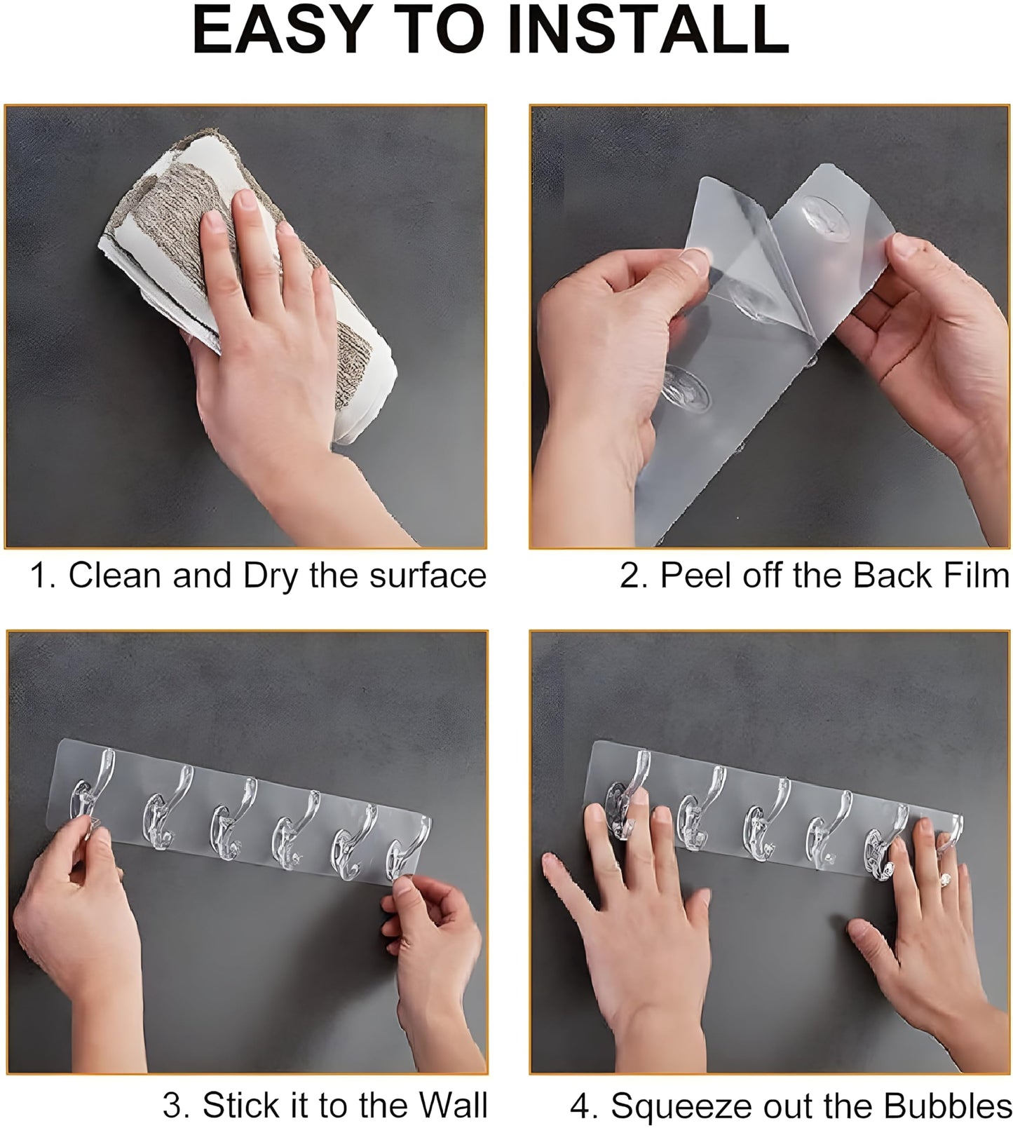 JIALTO 1 PCS Wall Hanger Hooks for Cloth Hanger for Wall Strong Self Adhesive Magic Sticker for Kitchen Hangers and Hooks, Home, Bathroom, Bedroom, Door Sticker Hooks for Walls (6 Hook Strip)