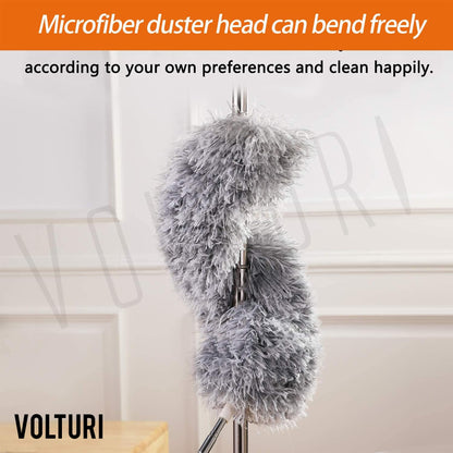 VOLTURI Microfiber Feather Duster Bendable & Extendable Fan Cleaning Duster with 100 inches Expandable Pole Handle Washable Duster for High Ceiling Fans,Window Blinds, Furniture (Standard) - GenZlyf