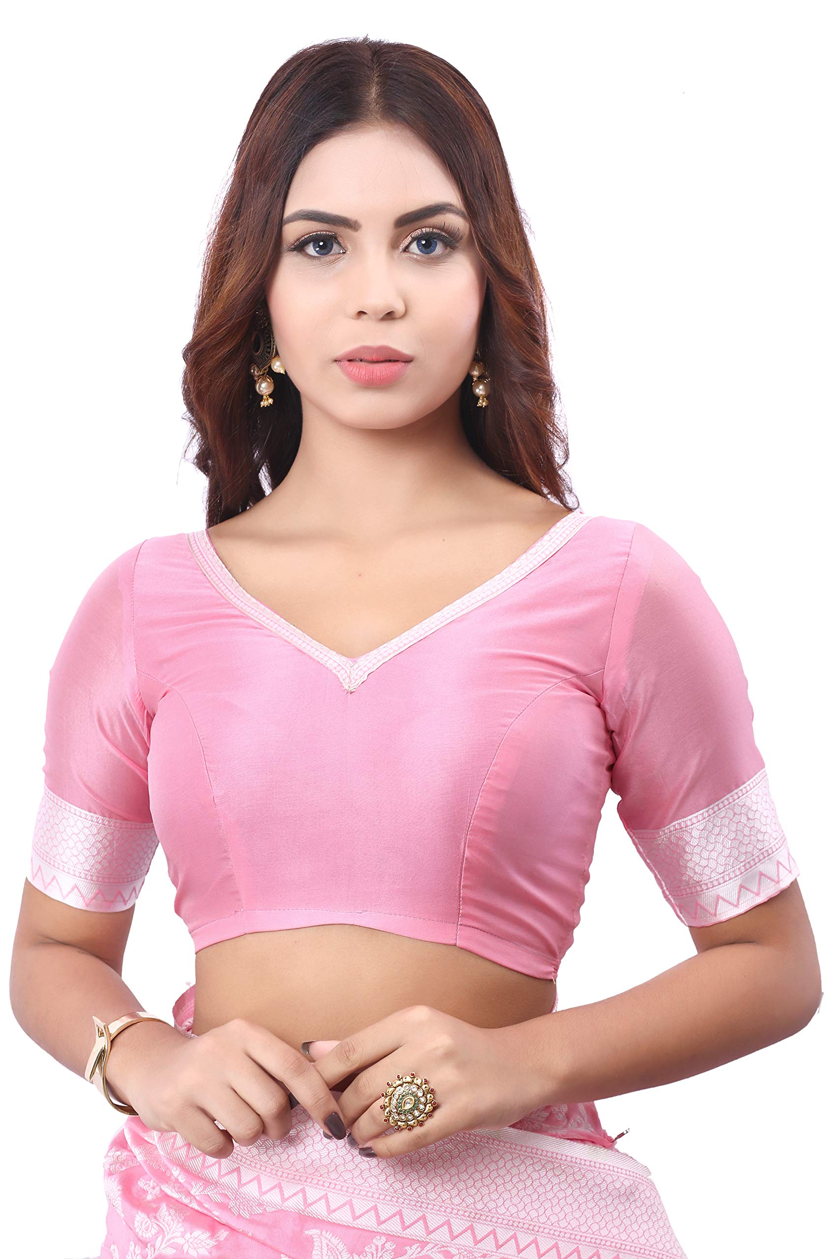 Glory Sarees Women's Banarasi Artificial Silk Saree With Blouse Piece (kara124-pink_Pink) - GenZlyf