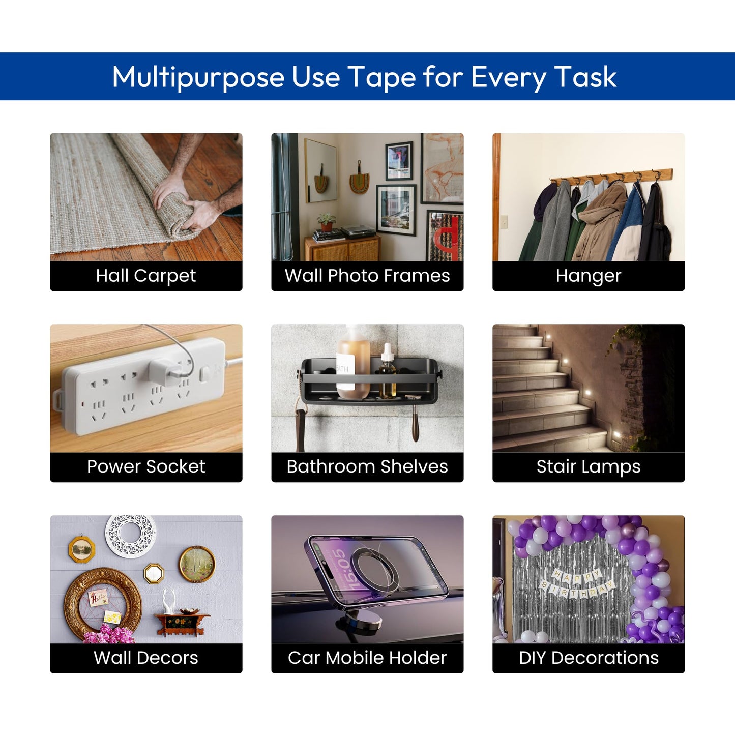 Zulaxy Double Sided Tape Heavy Duty for Wall, Strong Adhesive Transparent Nano Tape 3 Meter | Multipurpose Mounting Tape for Home, Office & Car Without Peeling Paint (Pack of 1)