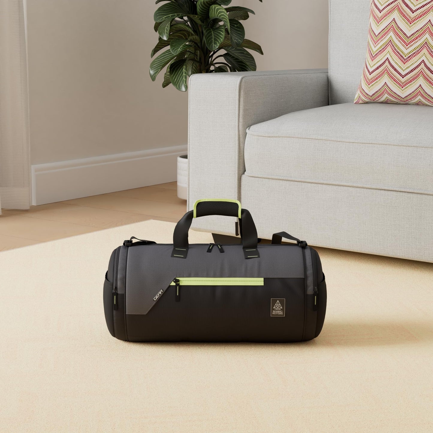 Gear Cross Training 26L Medium Water Resistant Travel Duffle Bag/Gym Bag/Sports Duffle for Men/Women (Black-Grey) - GenZlyf