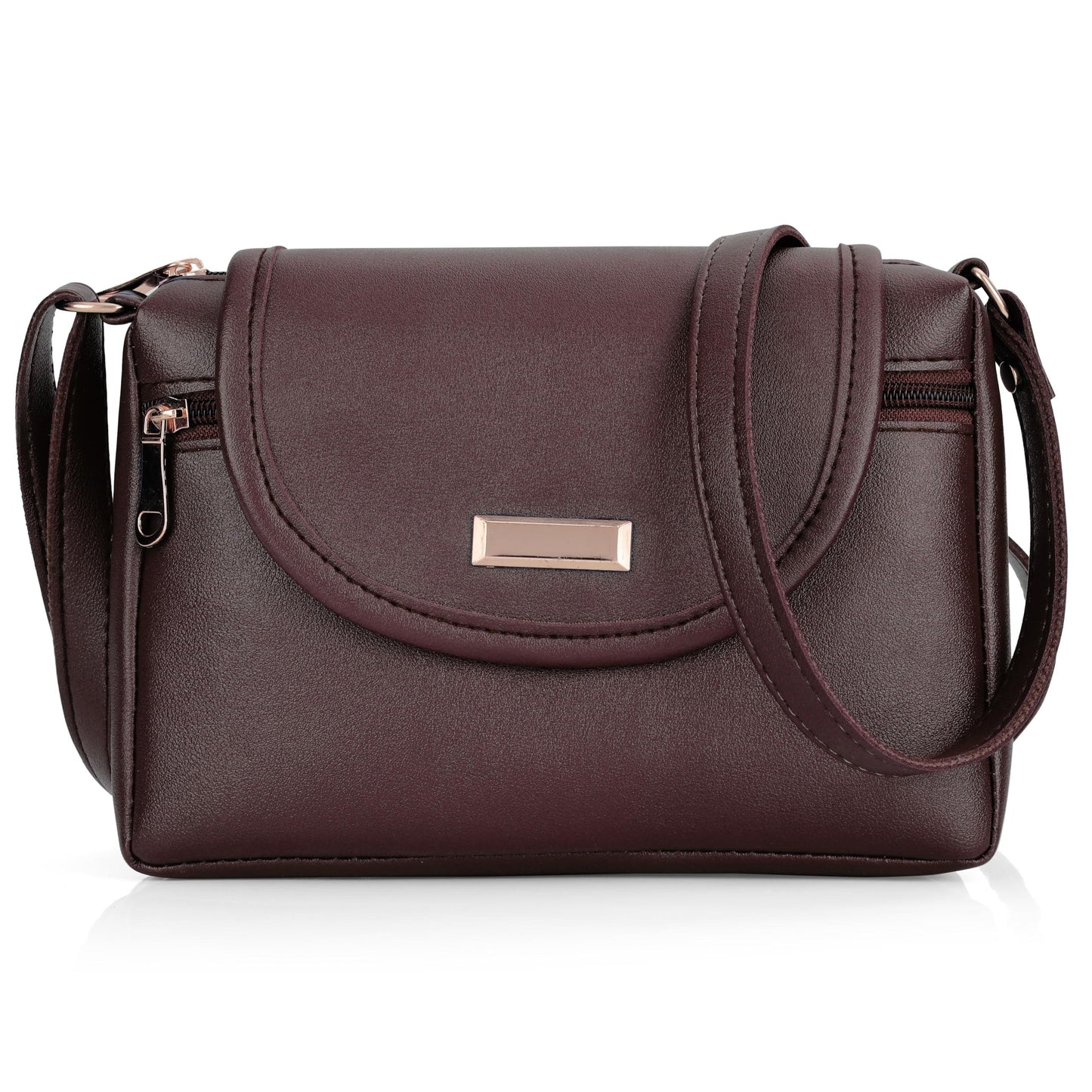 J I Women’s Stylish Crossbody Sling Bag – Elegant PU Leather Small Shoulder Purse with Adjustable Strap – Casual & Travel Handbag (BEIGN) - GenZlyf