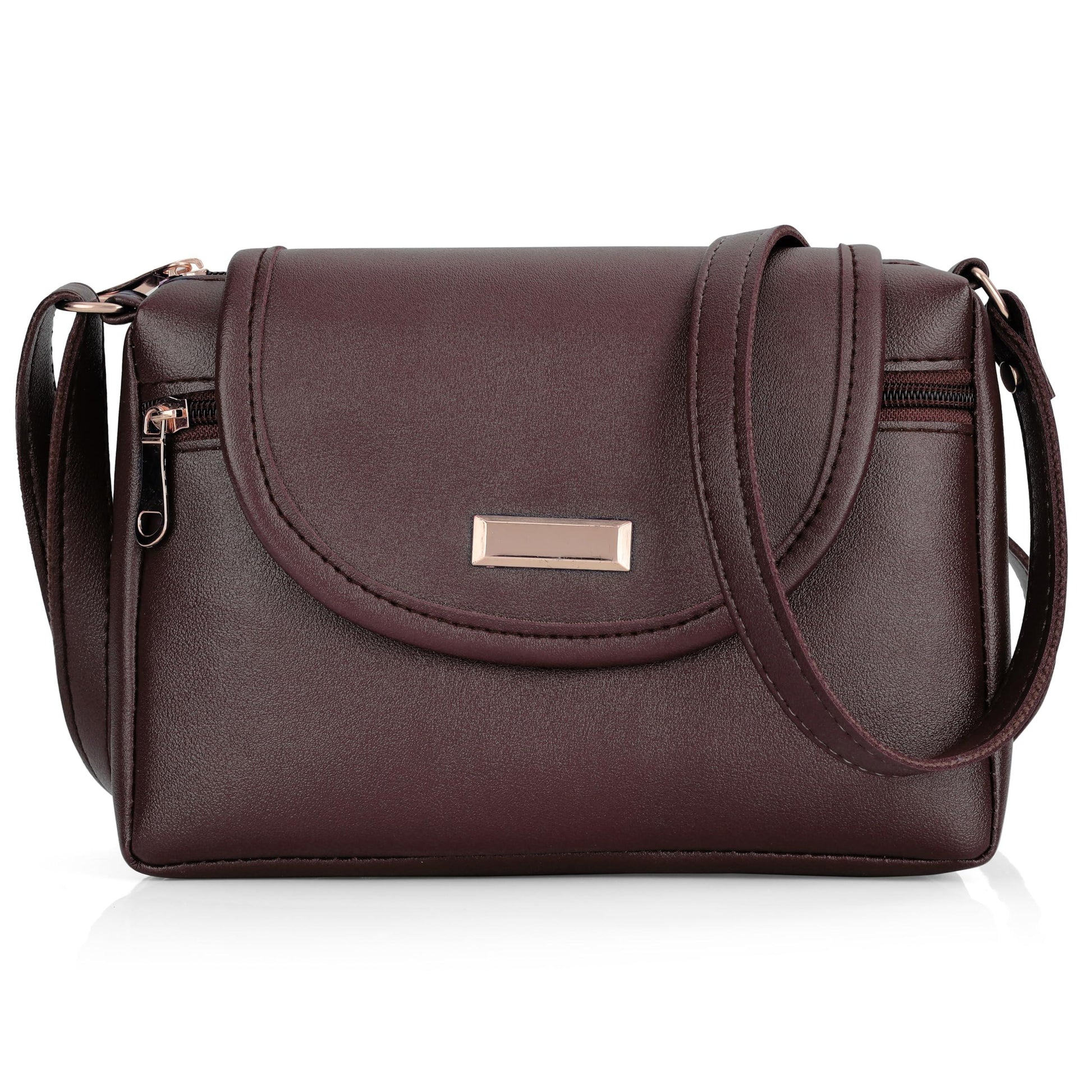 J I Women’s Stylish Crossbody Sling Bag – Elegant PU Leather Small Shoulder Purse with Adjustable Strap – Casual & Travel Handbag (BEIGN) - GenZlyf