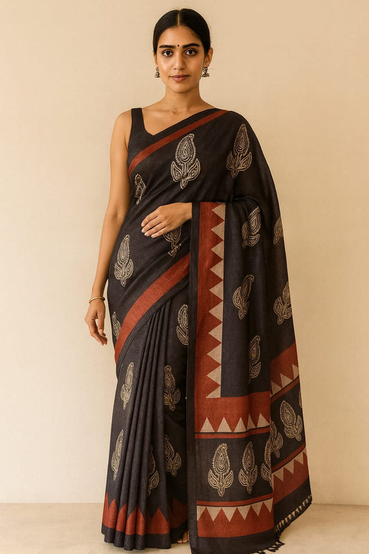 Mulmul Cotton Saree for Women with Blouse Piece, Lightweight sari | Genzlyf collections